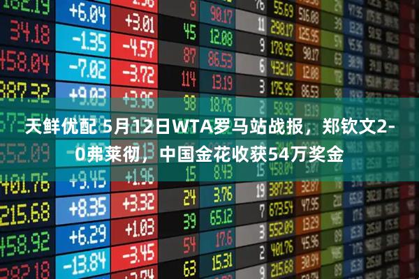 天鲜优配 5月12日WTA罗马站战报，郑钦文2-0弗莱彻，中国金花收获54万奖金
