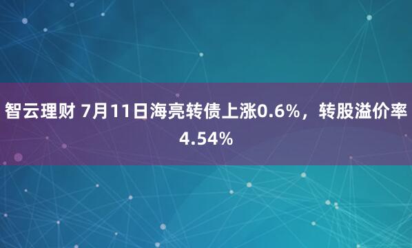 智云理财 7月11日海亮转债上涨0.6%，转股溢价率4.54%