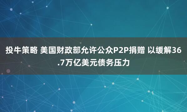 投牛策略 美国财政部允许公众P2P捐赠 以缓解36.7万亿美元债务压力