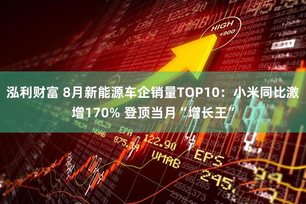 泓利财富 8月新能源车企销量TOP10：小米同比激增170% 登顶当月“增长王”